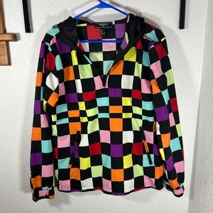Men's multicolored checkered quarter zip windbreaker Forever 21 men small